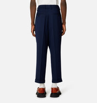 Pantalon coupe carotte en laine mélangée - Nautic Blue