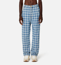 Pantalon Alex à motif vichy en denim - Bleached Blue