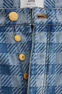 Pantalon Alex à motif vichy en denim - Bleached Blue