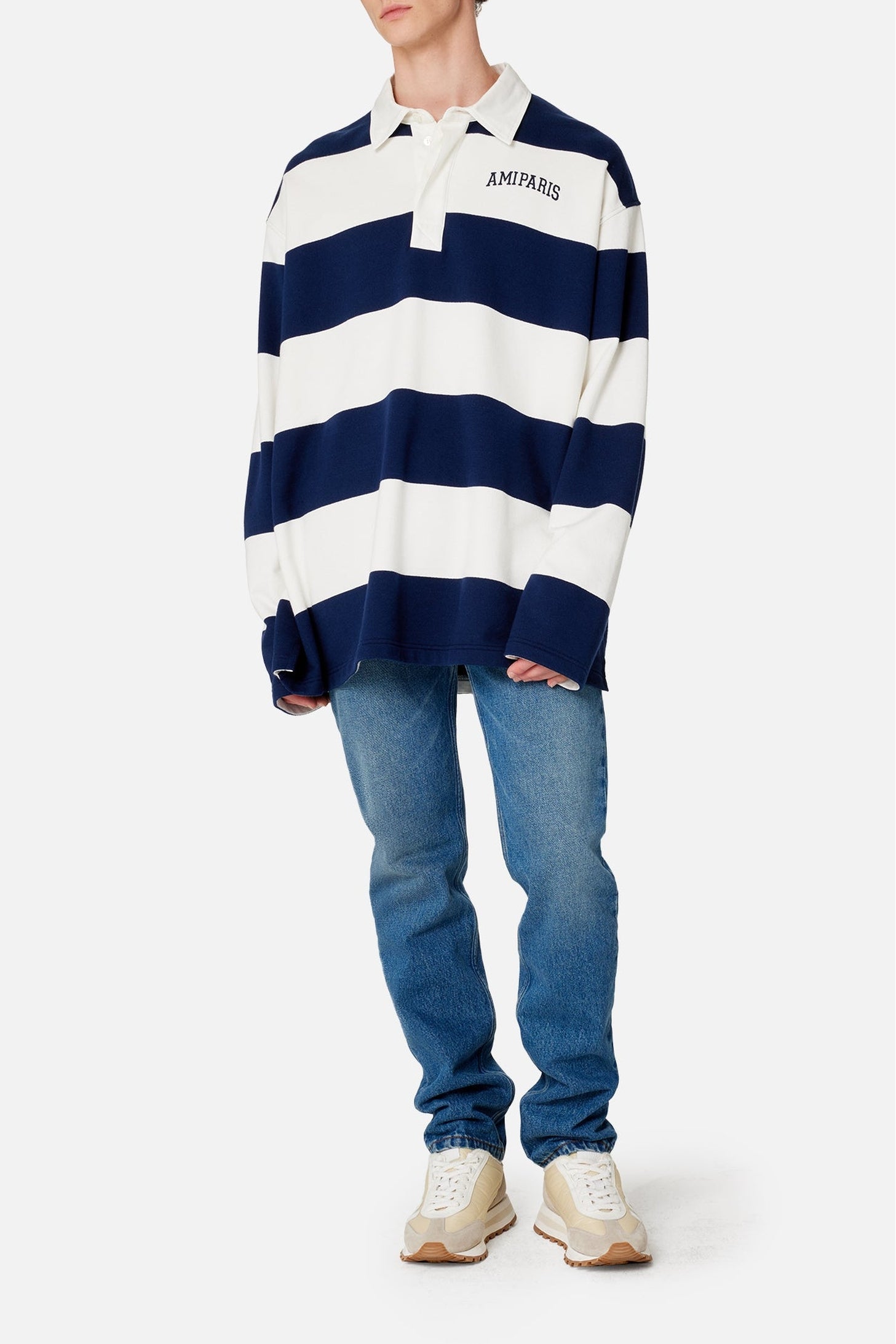 Pantalon coupe carotte en denim - Used Blue