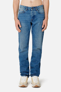 Pantalon coupe carotte en denim - Used Blue