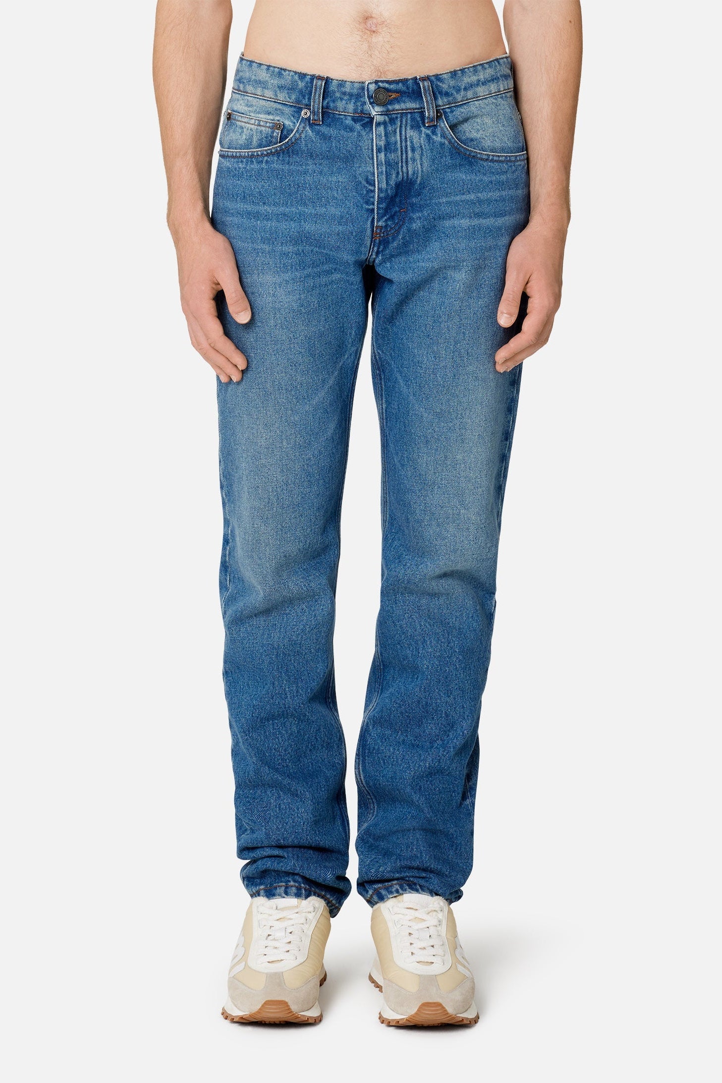 Pantalon coupe carotte en denim - Used Blue