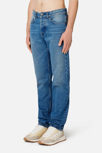 Pantalon coupe carotte en denim - Used Blue