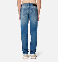 Pantalon coupe carotte en denim - Used Blue