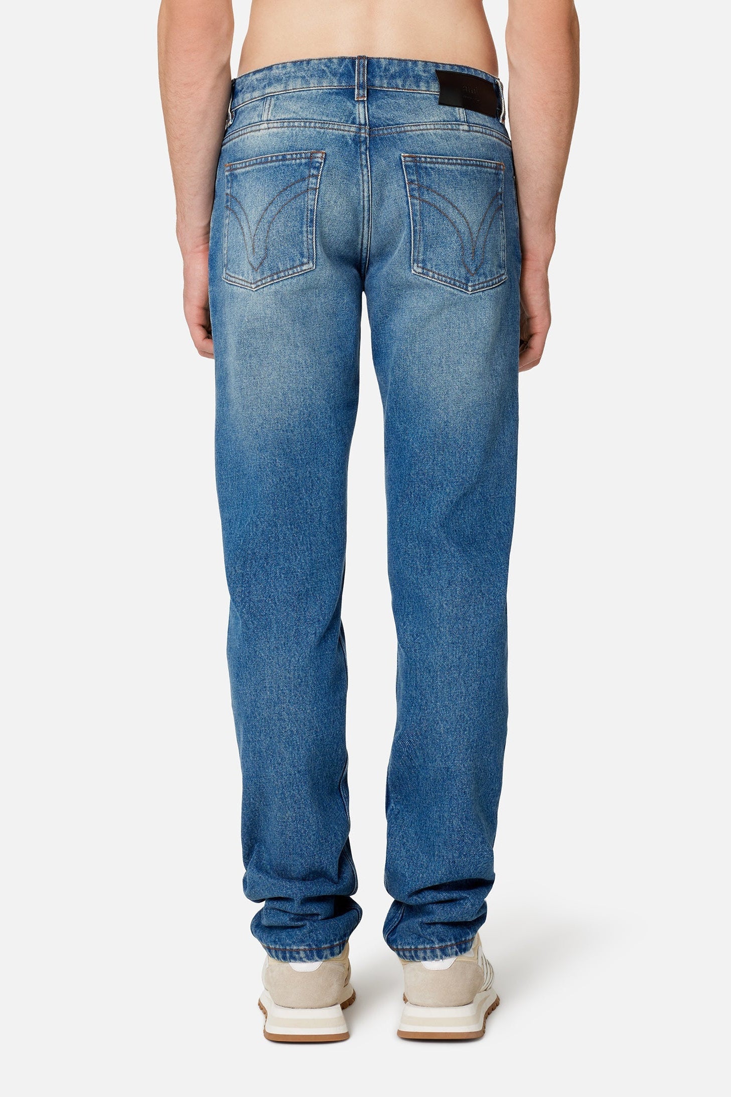 Pantalon coupe carotte en denim - Used Blue