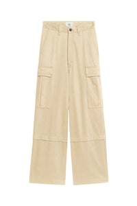 Cotton sateen cargo trousers - Vanilla