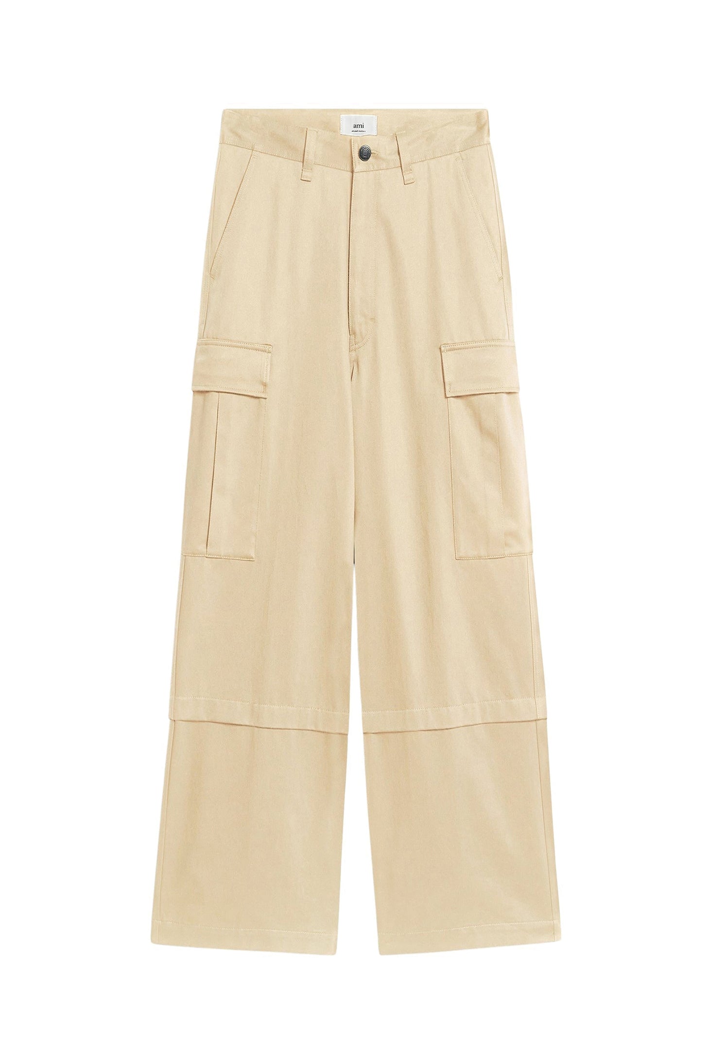 Cotton sateen cargo trousers - Vanilla