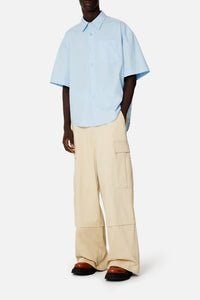 Cotton sateen cargo trousers - Vanilla