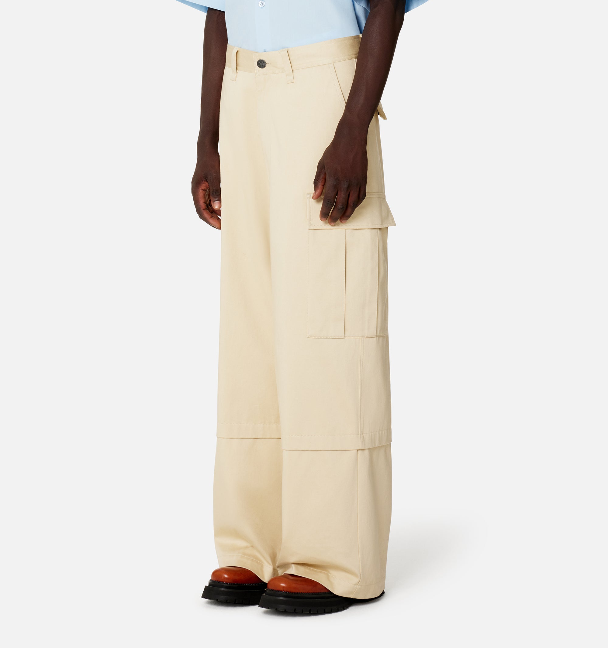Pantalon cargo en satin de coton - Vanilla