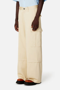 Cotton sateen cargo trousers - Vanilla