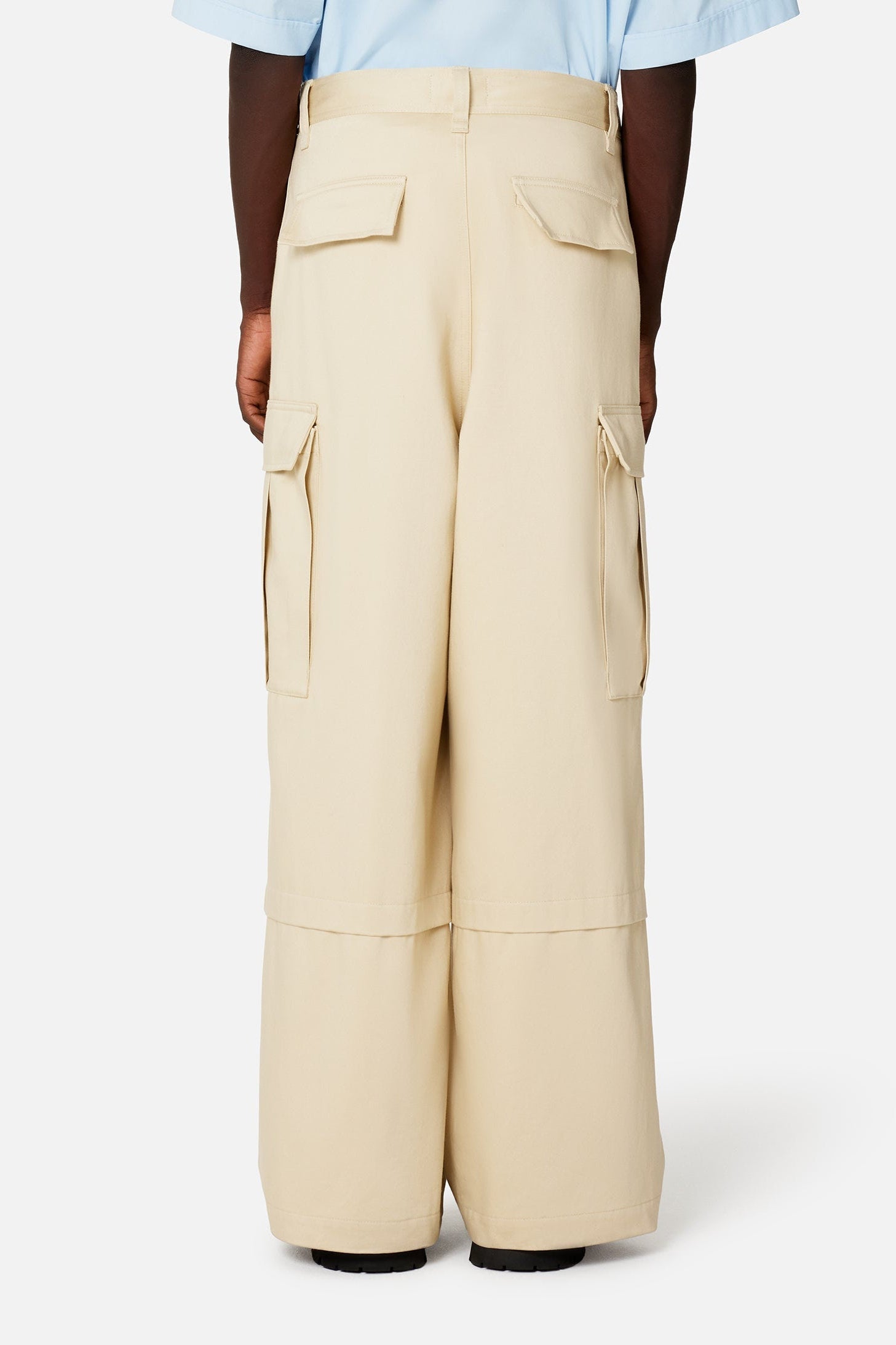 Cotton sateen cargo trousers - Vanilla