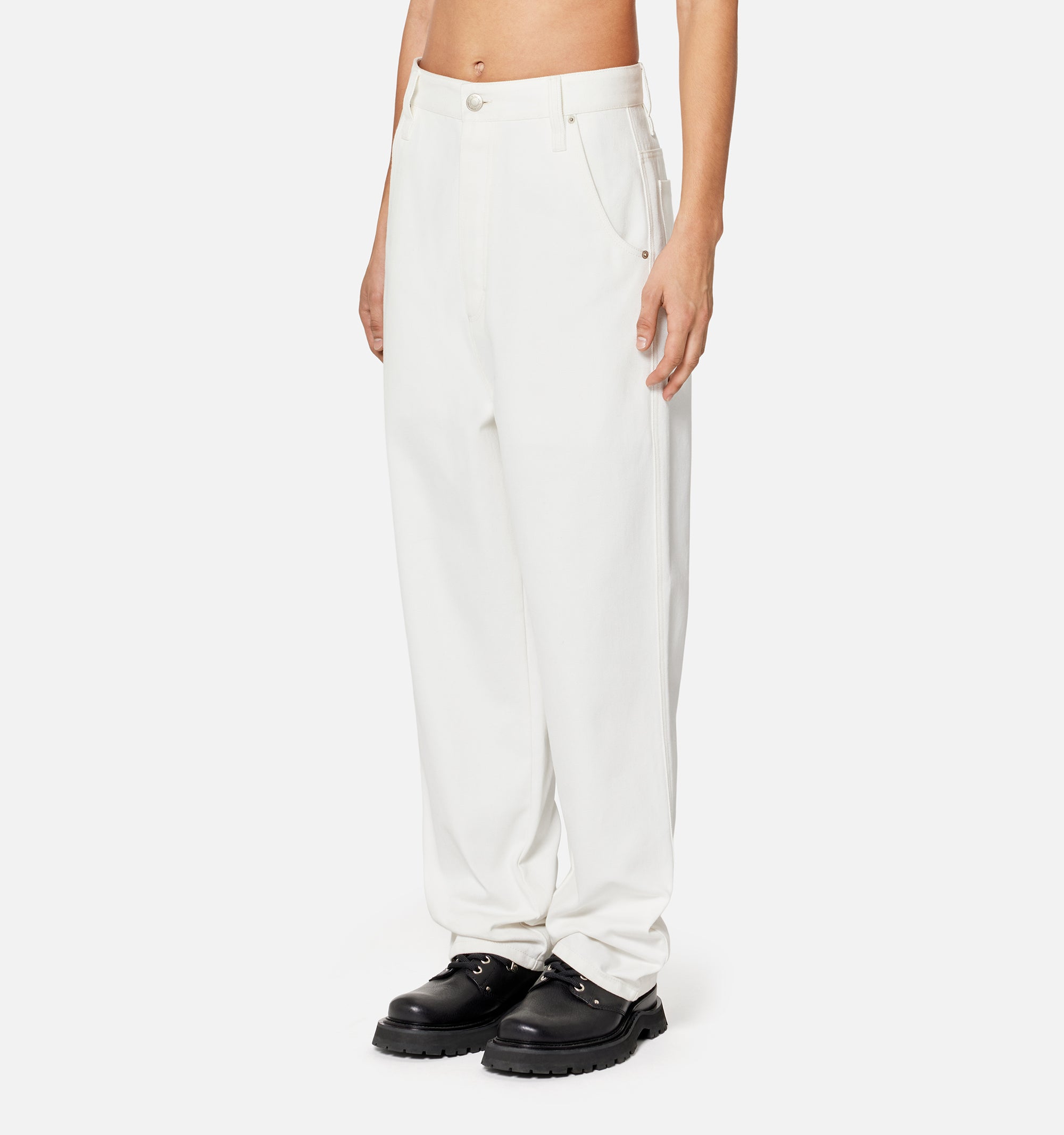 Pantalon droit à poches en denim - Natural White