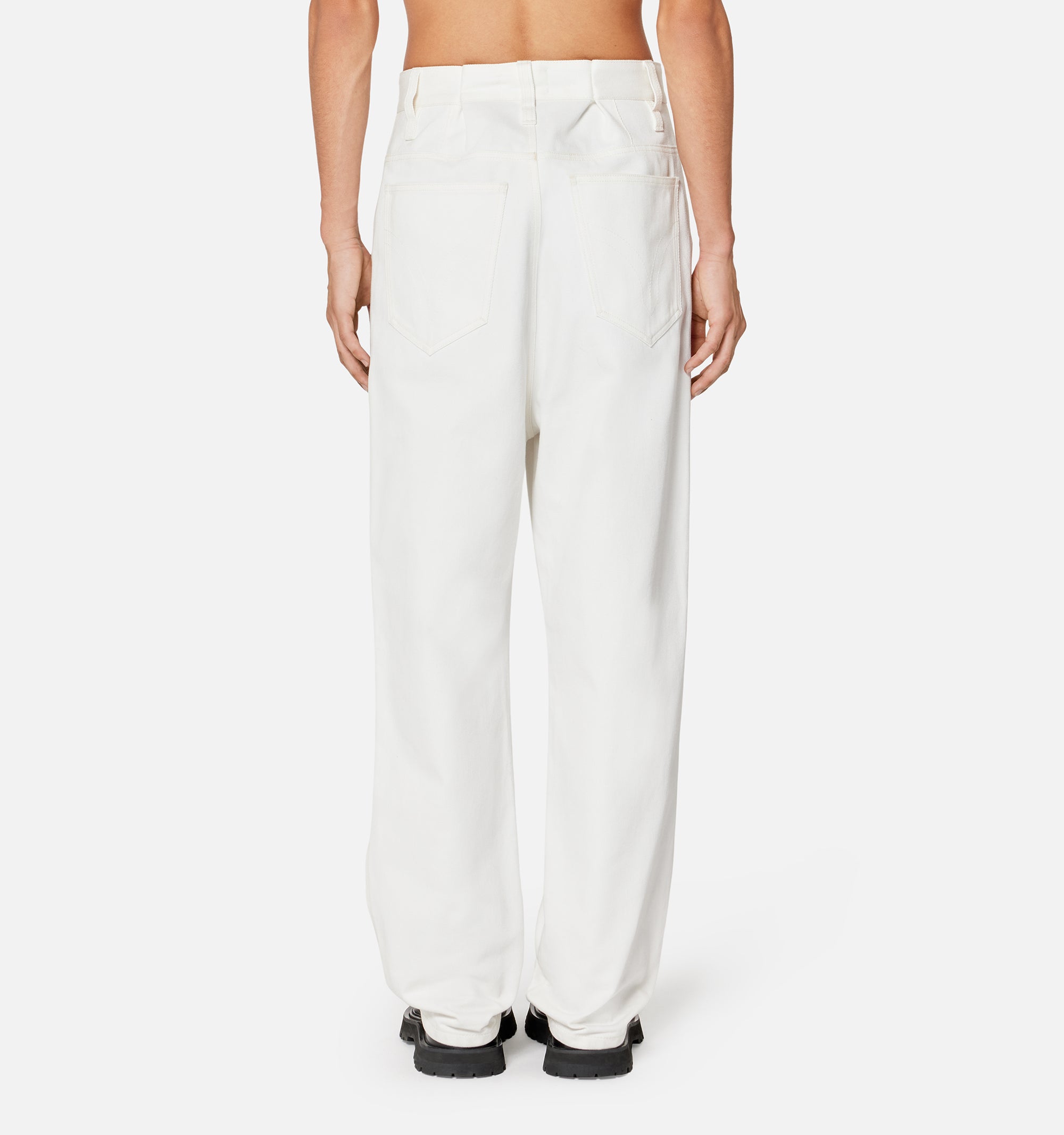 Pantalon droit à poches en denim - Natural White