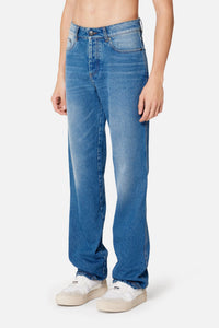 Pantalon droit en denim - Used Blue