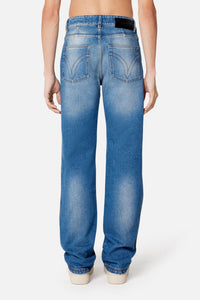 Pantalon droit en denim - Used Blue