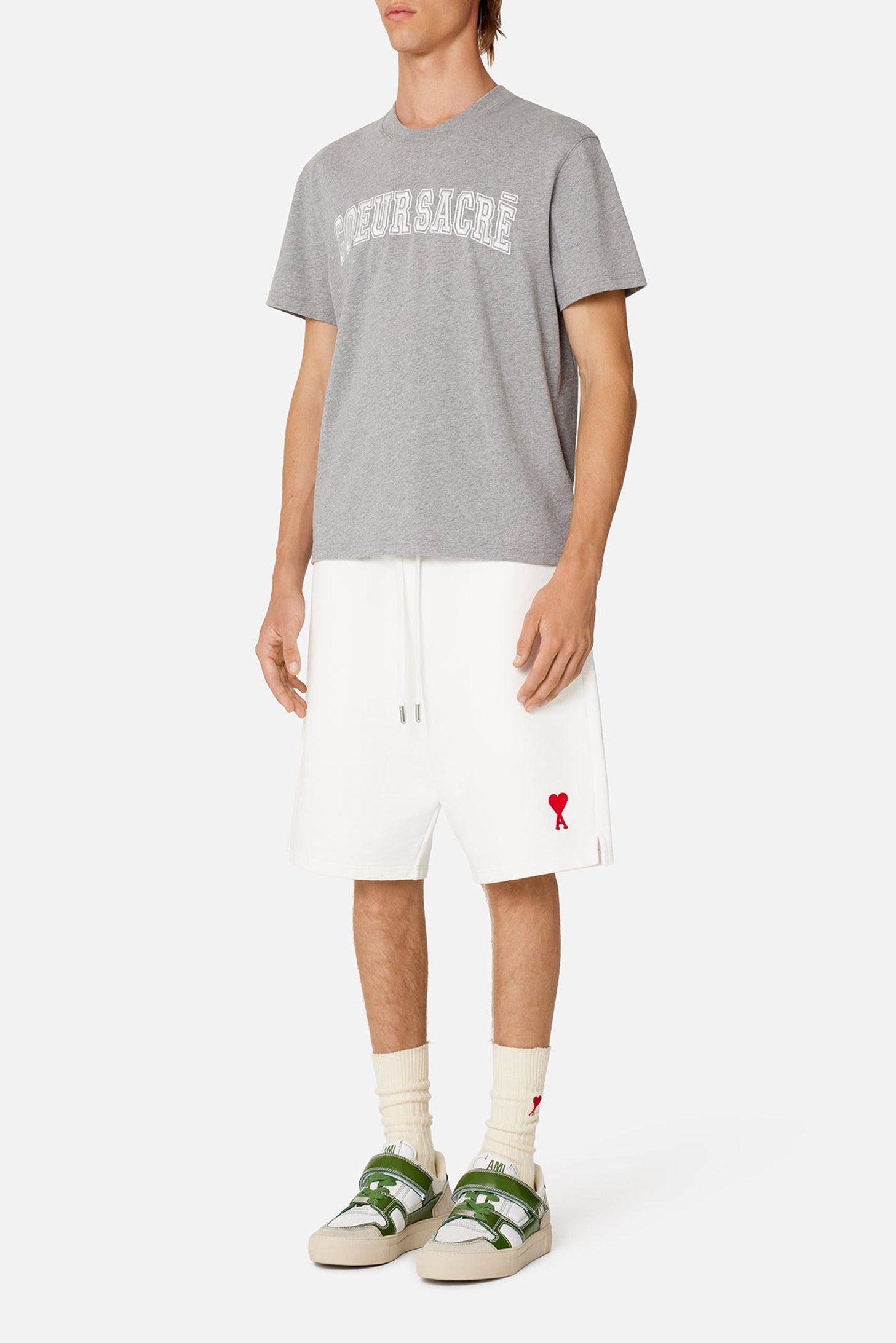 T-shirt Cœur Sacré brodé - Heather Grey