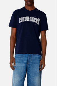 T-shirt Cœur Sacré brodé - Nautic Blue