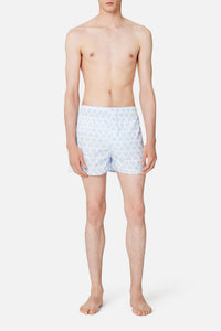 Caleçon imprimé cœurs - Sky Blue & Natural White