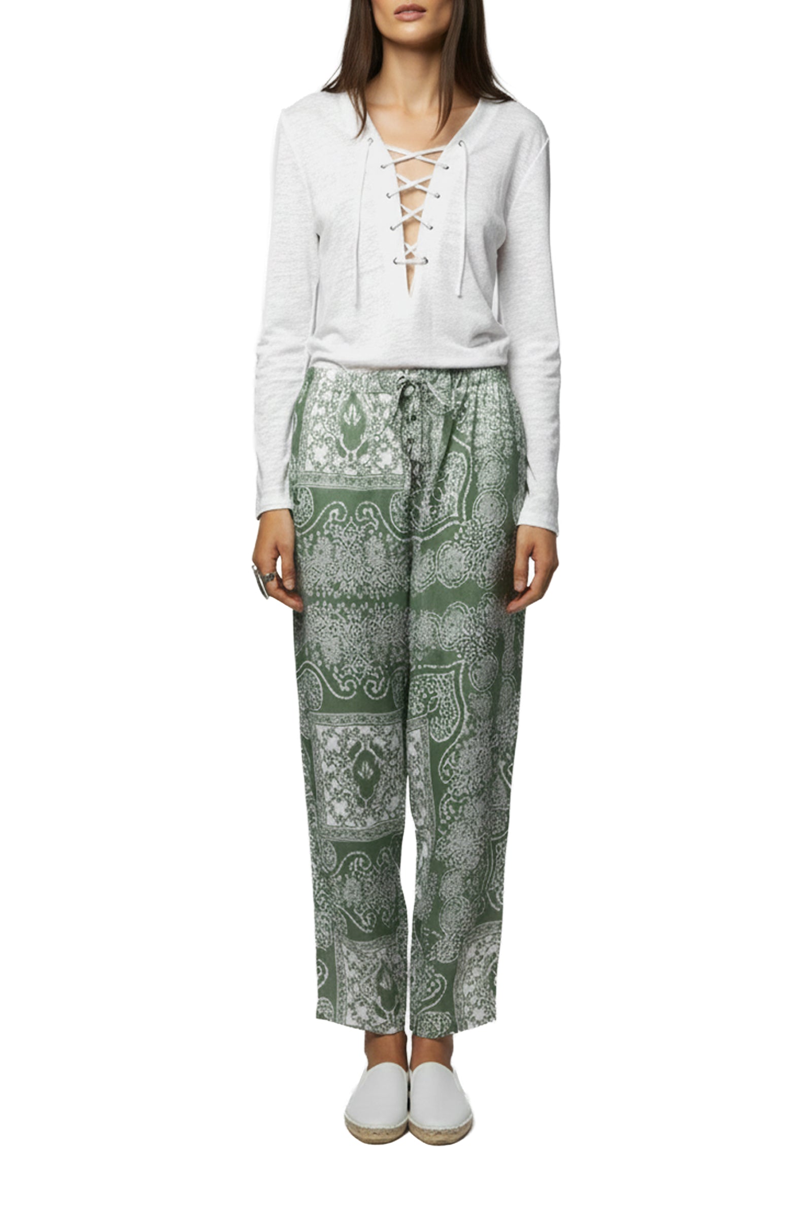 Tyhoa lace top in linen - White