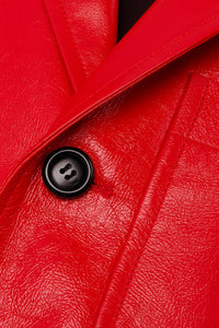 Blazer boutonné à poches plaquées en cuir - Scarlet Red