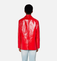 Blazer à boutons et poches plaquées en cuir - Scarlet Red