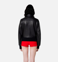 Bomber zippé en cuir - Black