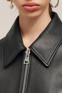 Bomber zippé en cuir - Black