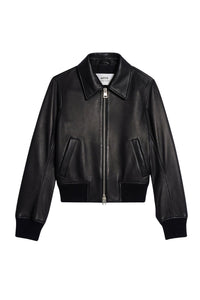 Bomber zippé en cuir - Black