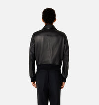 Bomber zippé en cuir - Black