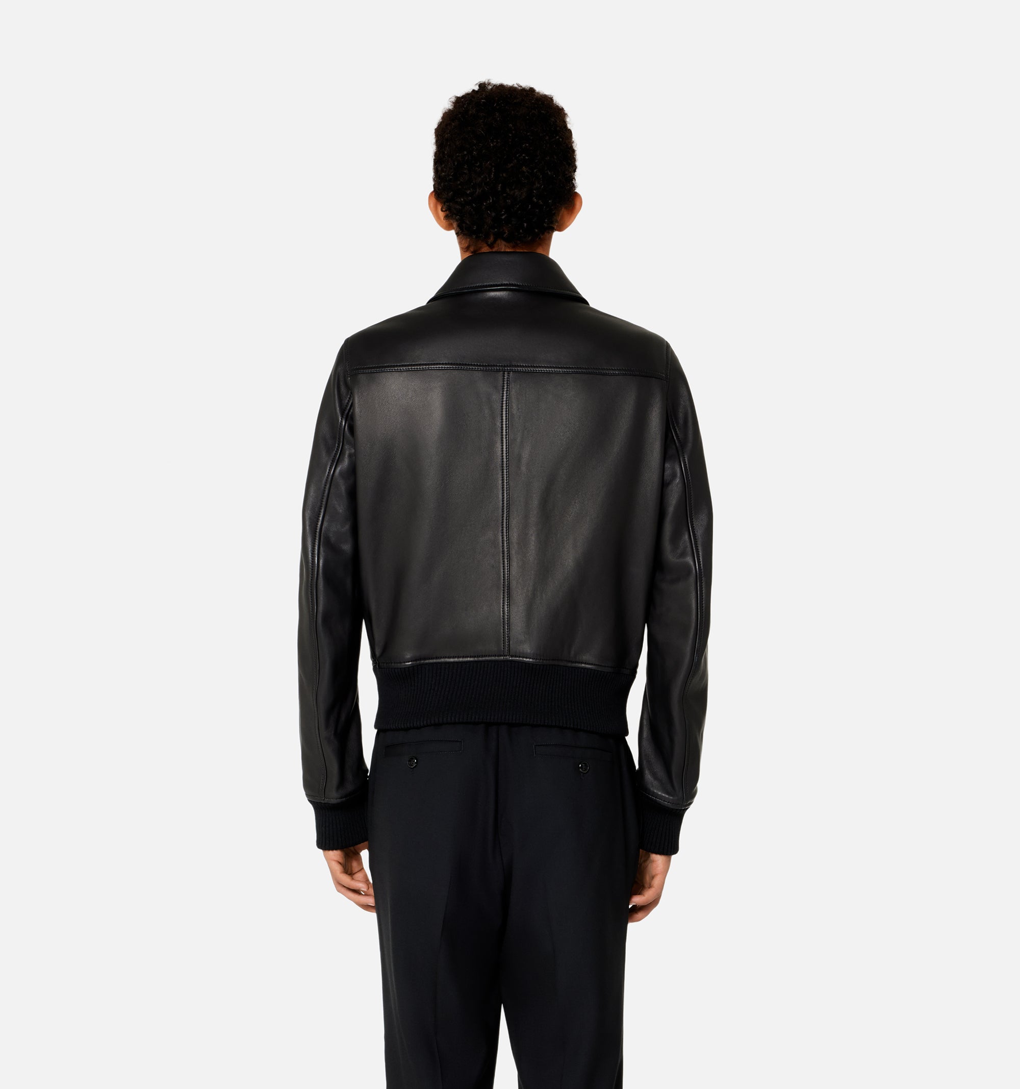 Bomber zippé en cuir - Black
