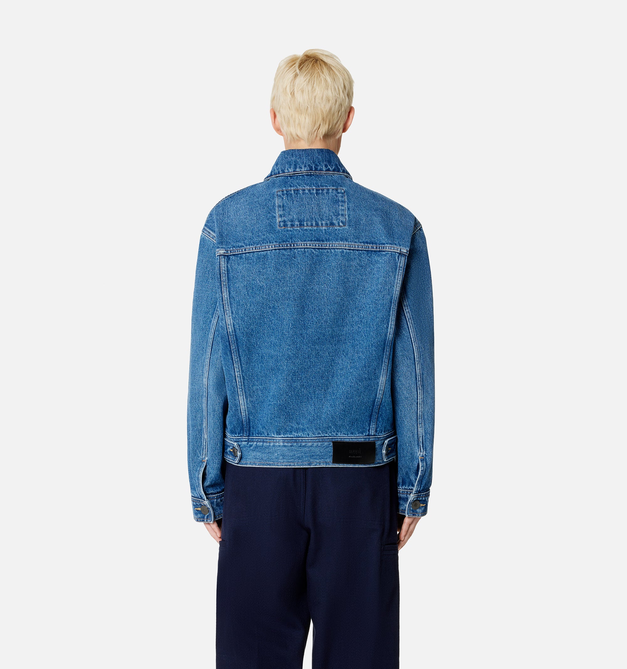Veste délavée à poches en denim - Used Blue