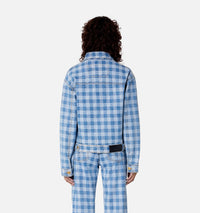 Veste à motif vichy et poches en denim - Bleached Blue