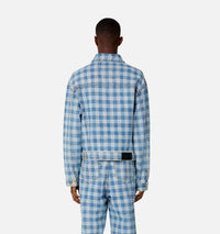 Veste à motif vichy et poches en denim - Bleached Blue