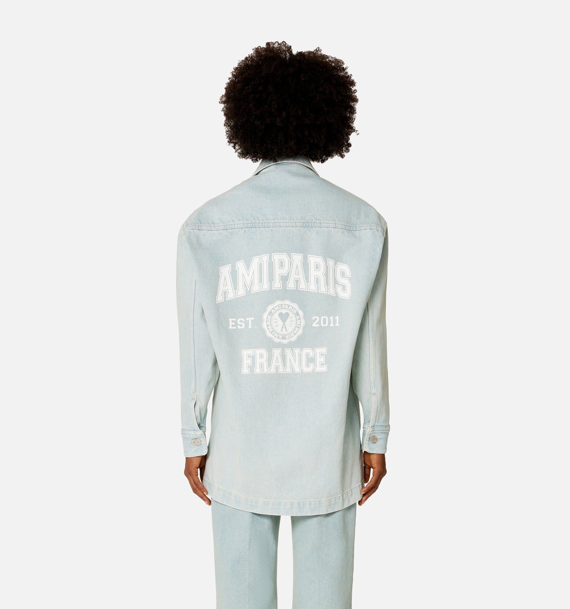 Surchemise Ami Paris oversize imprimée - Bleached Blue