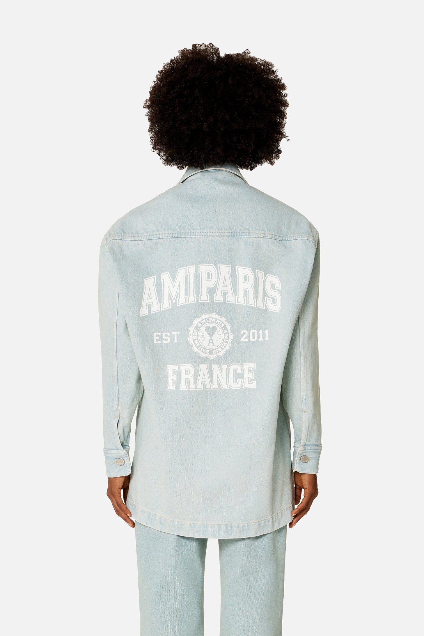 Surchemise Ami Paris oversize imprimée - Bleached Blue