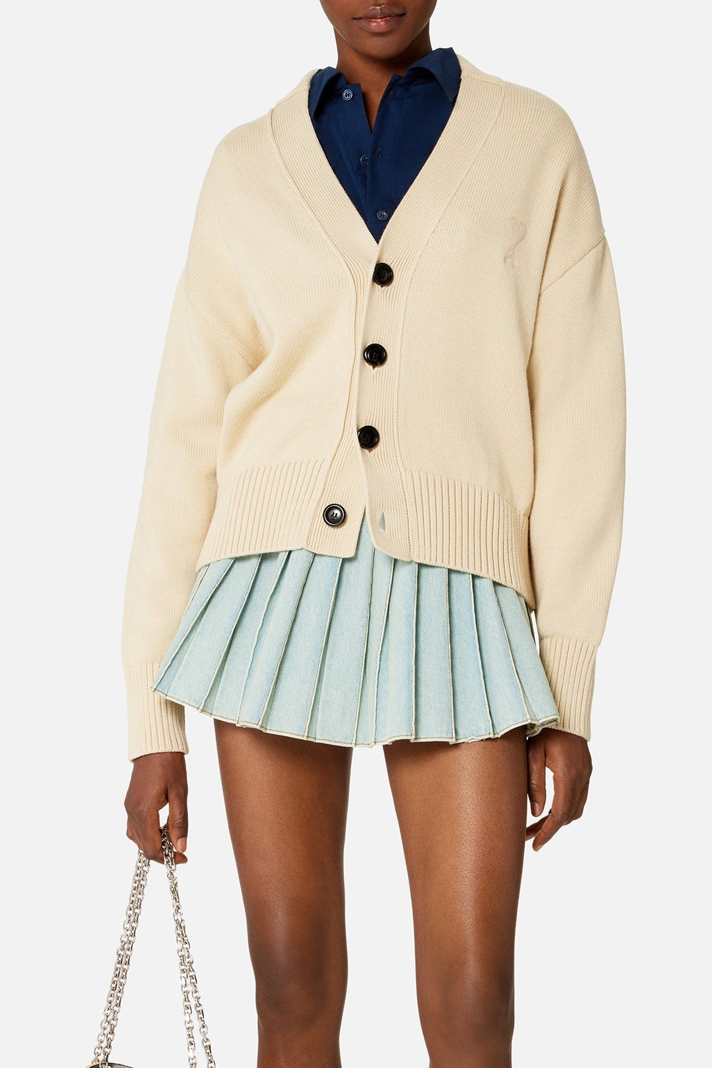 Cardigan Ami de Cœur boutonné en maille - Vanilla