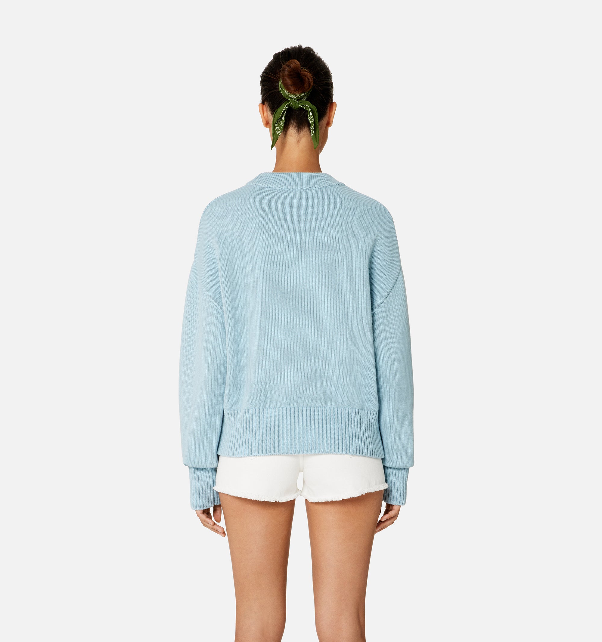 Pull Ami de Cœur à col rond en maille - Sky Blue