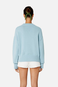 Pull Ami de Cœur à col rond en maille - Sky Blue