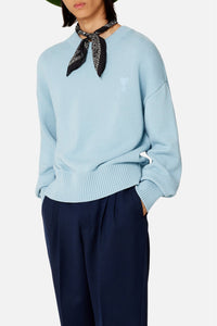 Pull Ami de Cœur à col rond en maille - Sky Blue