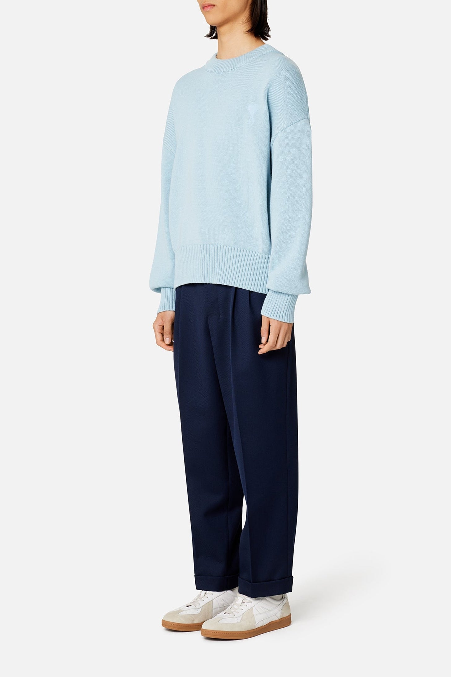 Pull Ami de Cœur à col rond en maille - Sky Blue