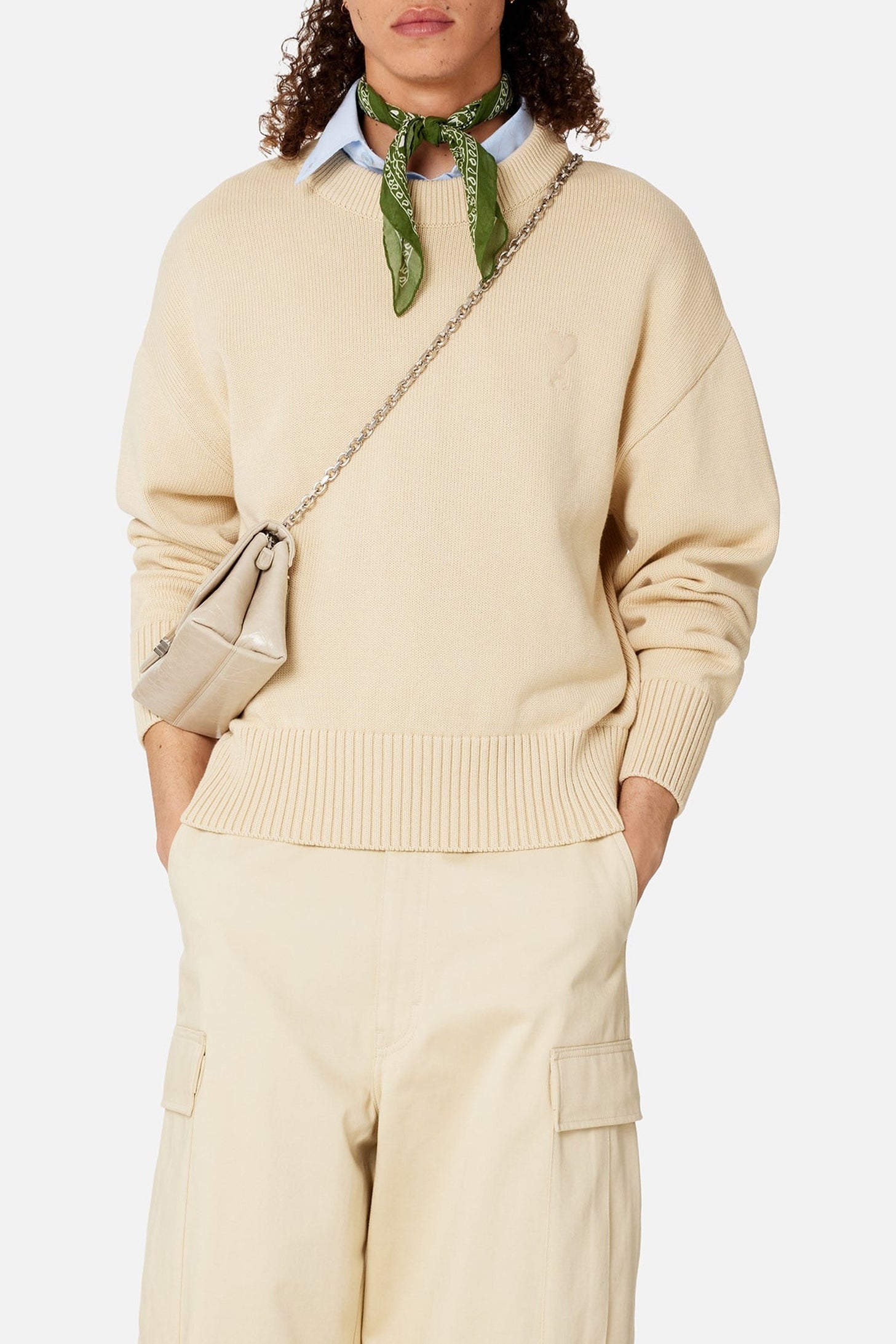 Pull Ami de Cœur à col rond en maille - Vanilla