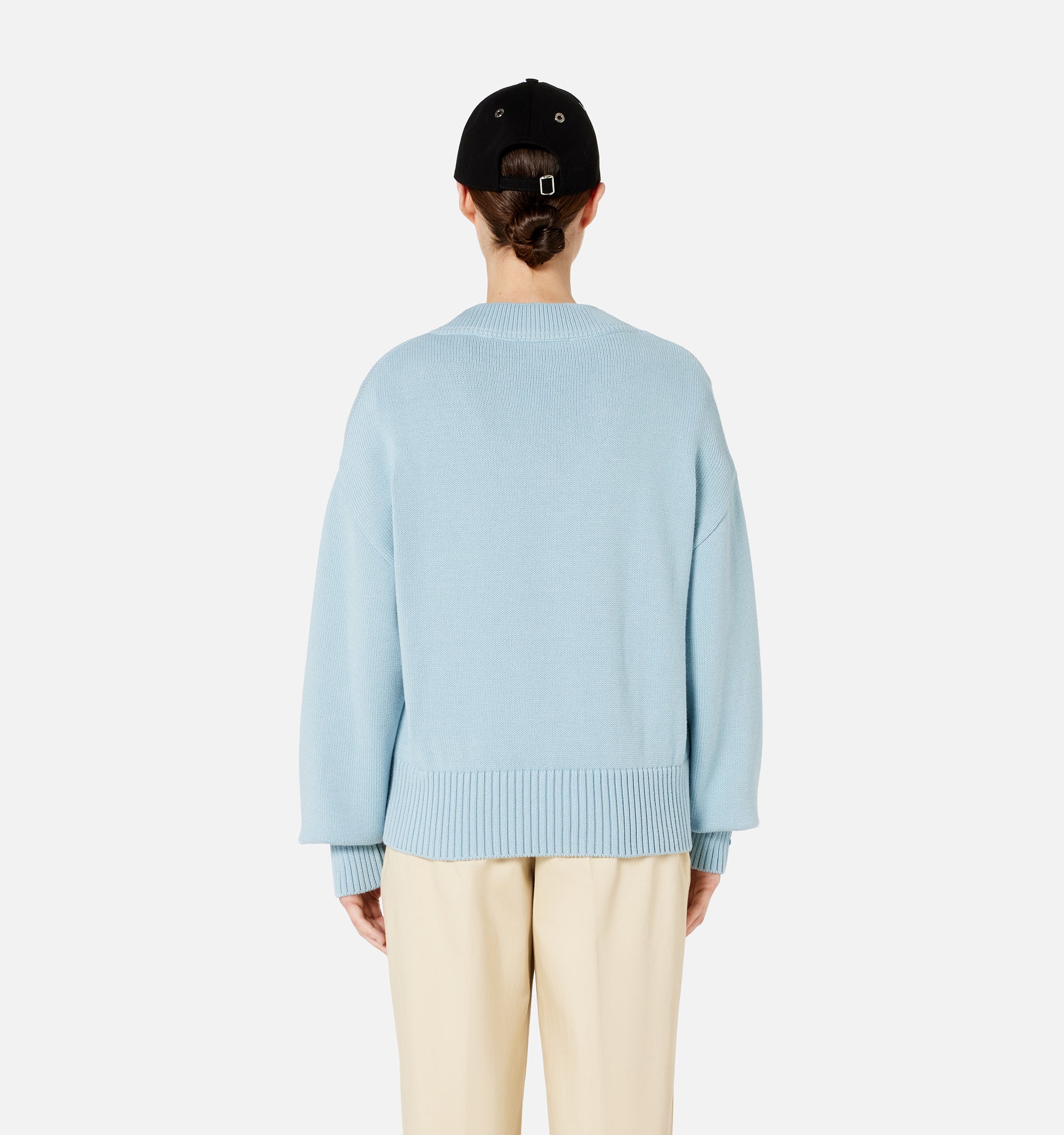 Pull Ami de Cœur à col V en maille - Sky Blue