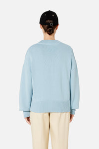 Pull Ami de Cœur à col V en maille - Sky Blue