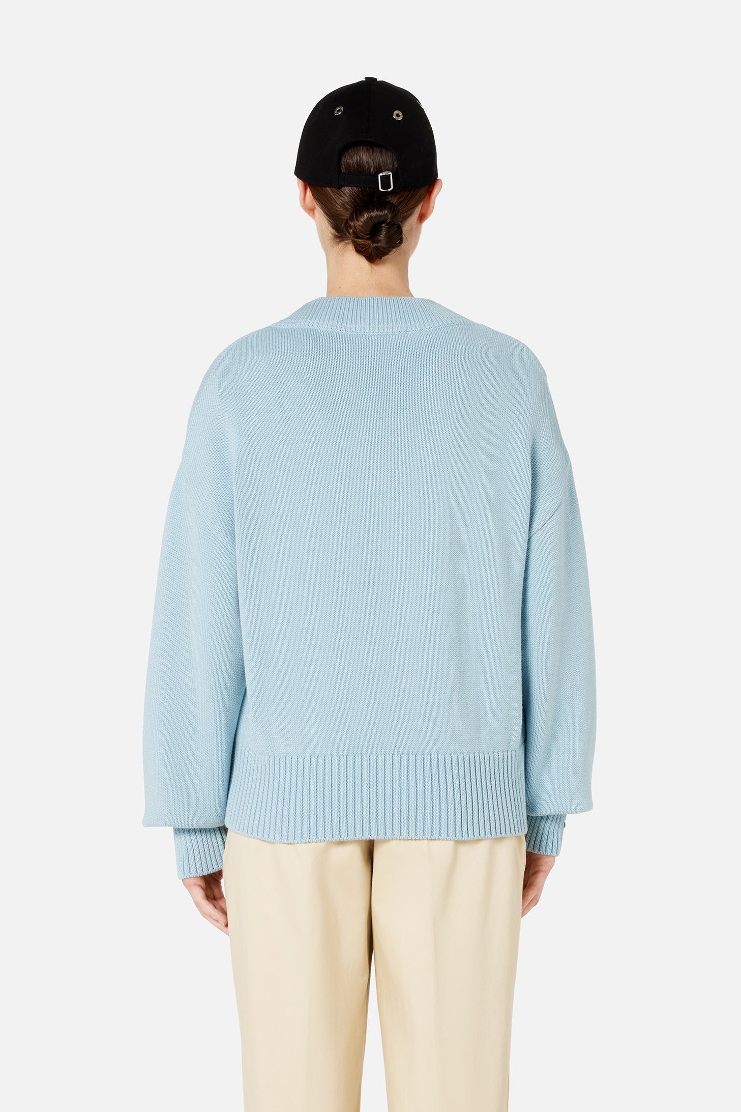 Pull Ami de Cœur à col V en maille - Sky Blue