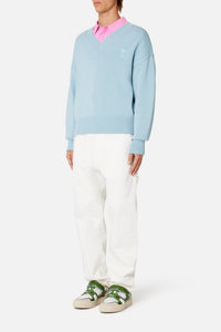 Pull Ami de Cœur à col V en maille - Sky Blue