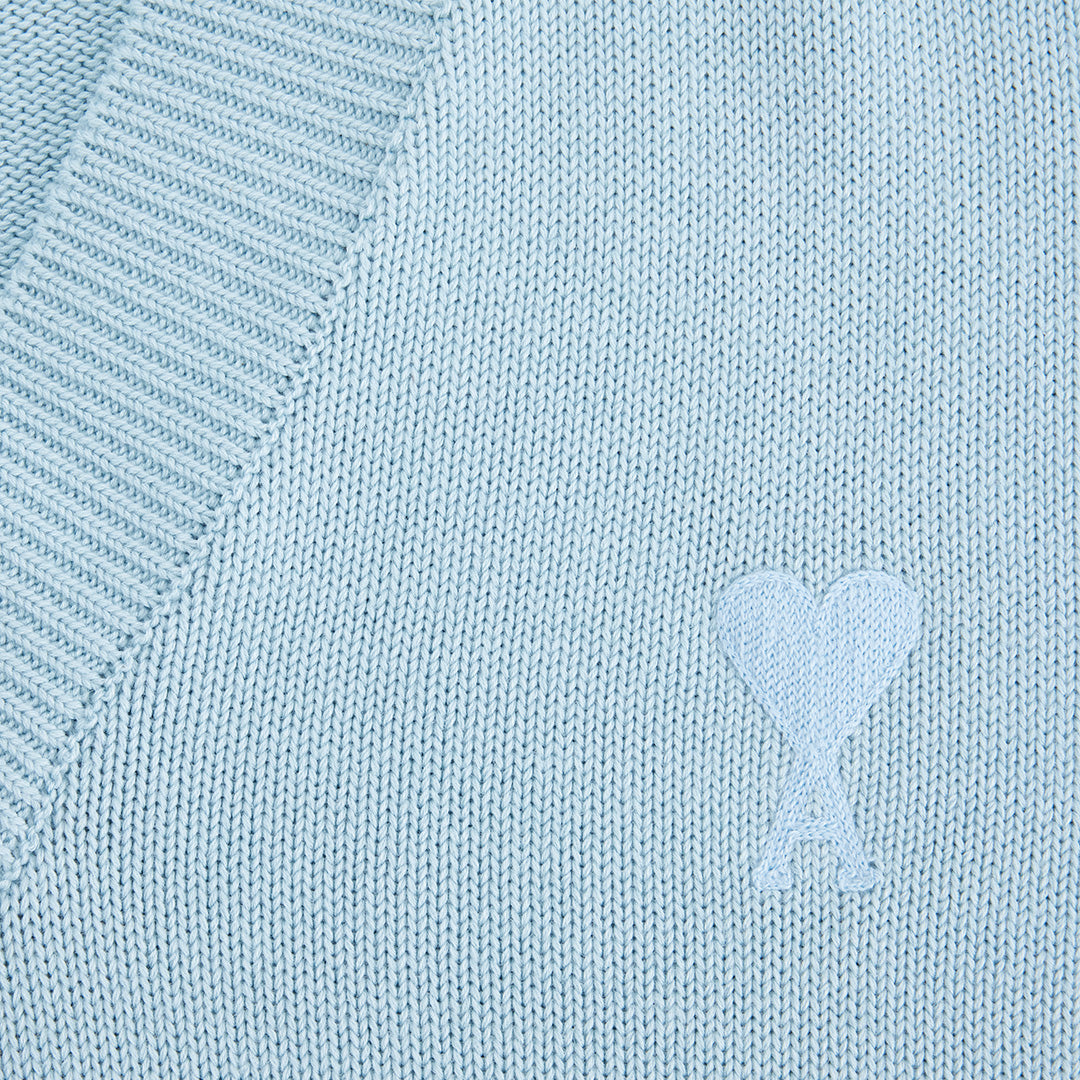 Pull Ami de Cœur à col V en maille - Sky Blue