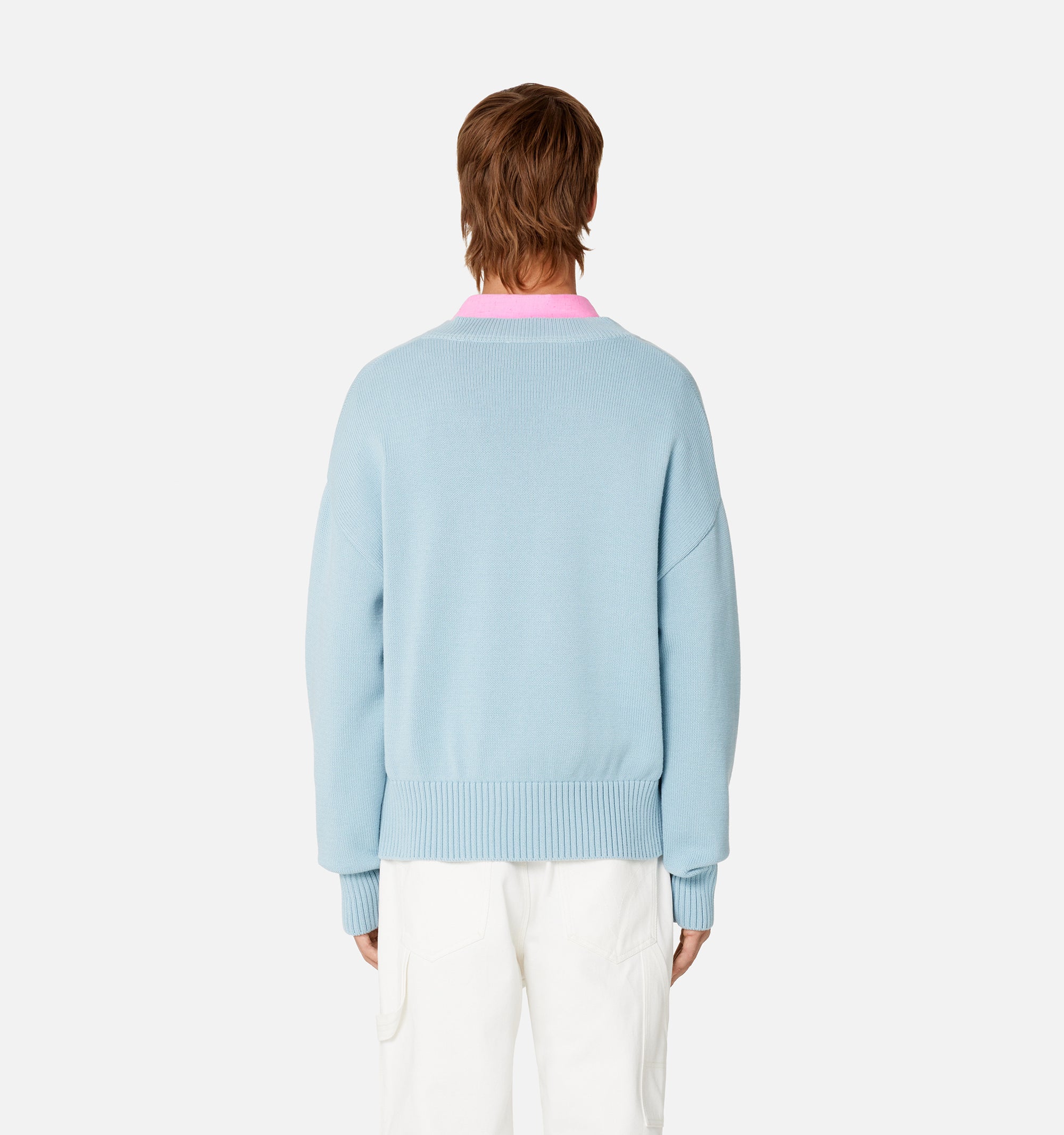Pull Ami de Cœur à col V en maille - Sky Blue