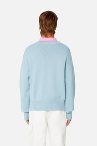 Pull Ami de Cœur à col V en maille - Sky Blue