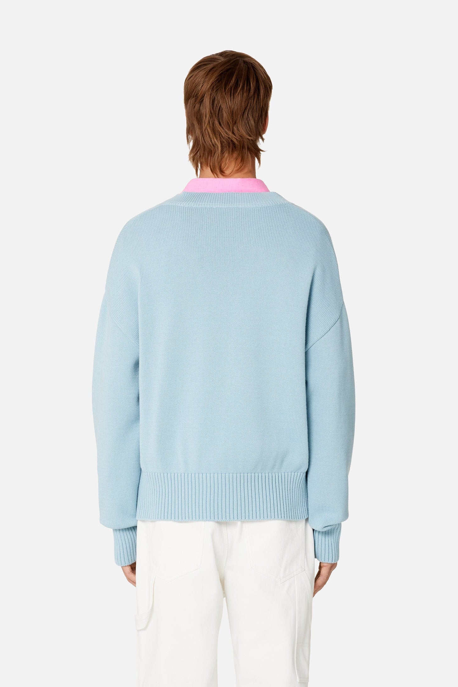 Pull Ami de Cœur à col V en maille - Sky Blue