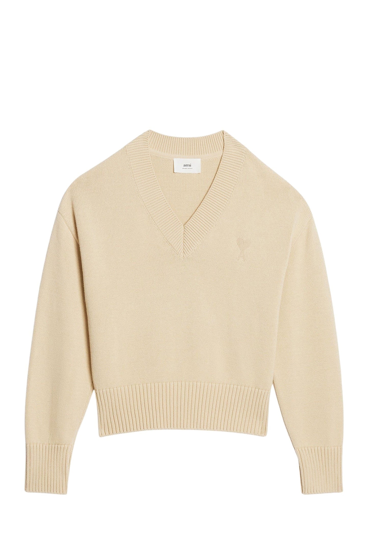 Pull Ami de Cœur à col V en maille - Vanilla